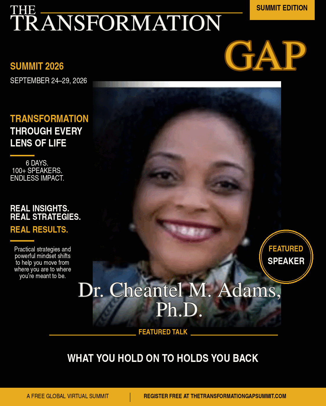Dr. Cheantel M. Adams, Ph.D. speaker graphic